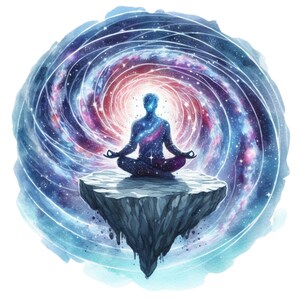 Serene meditatie op een rots Mindful en rustig ontwerp voor innerlijke rust Mindful Graphics rustgevende meditatie Clipart voor balans en sereniteit