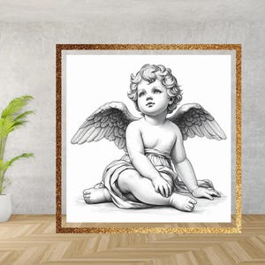 Clipart angelo Cherubino etereo Angelo Disegno a matita angelo – Angelo cherubino celeste Arte jpg 300dpi alta risoluzione uso commerciale gratuito