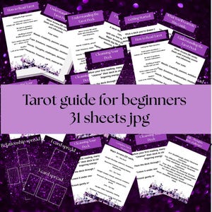 Tarot Guide for Beginners – 31 Sheet Printable JPG Set with some spreads