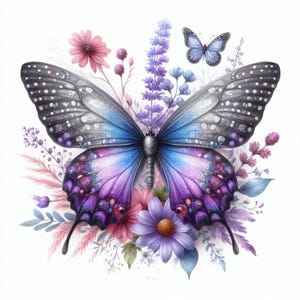 Vlinderclipart: digitale afbeelding met hoge resolutie (300 dpi)