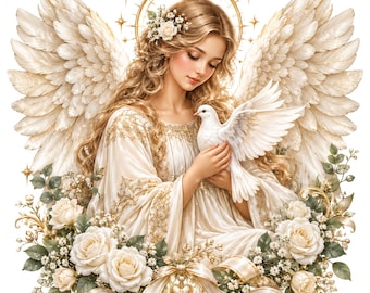 Angel PNG Bundle, Guardian Angel, Celestial Spiritual Sublimation digital download