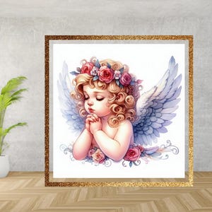 Arte de pared de ángel querubín Arte de ángel querubín celestial jpg 300dpi alta resolución uso comercial gratuito
