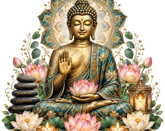 Buddha PNG Sublimation, Spiritual Lotus Design, Meditation Clipart, Zen Mandala Digital Download