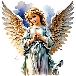 Clipart di angeli d'epoca - Illustrazione di un guardiano celeste, arte spirituale antica, grafica di un messaggero divino