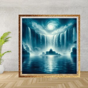 Waterval spirituele muurkunst JPG afdrukbare 300 dpi hoge resolutie gratis commercieel gebruik 4 gratis afbeeldingen inbegrepen
