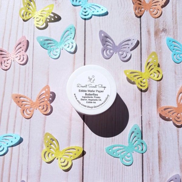 Premium Edible FANCY WAFER BUTTERFLIES, Wafer Paper Butterflies, Wafer Butterfly Cake Decorations, Butterfly Cupcake, Butterfly Drink Topper