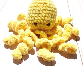 Handmade Crochet Velvet CHENILLE OCTOPUS PLUSHIE, Crochet Octopus Desk Buddy, Shelf Pet, Pocket Pal.