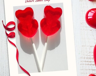 DOUBLE HEART LOLLIPOPS, Double Heart Party Favors, Double Heart Wedding, Double Heart Birthday, Desert Sweet Shop