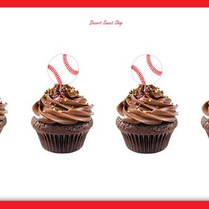 Edible BASEBALL CUPCAKE TOPPERS, Baseball Birthday Party, Baseball Theme, Baseball Player, Baseball Cocktail Toppers, Desert Sweet Shop