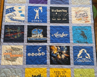TShirt Quilt custom made with your t-shirts, T-shirt Blanket, memory quilt.