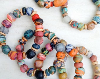 Up to 50% OFF My Goat Knows The Bowling Score Bracelets | Handmade Artisan Clay Beads, Coconut Disks, Gunmetal, and African Recycled Glass