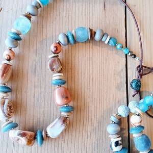 Lava Agate Spiritual Bay Bracelet Recycled Glass Fused Glass