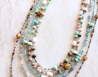 Mint Julep with Fresh Berries Necklaces | BumbleBee Jasper, Green Garnet, Mint Opal, Pearls, Labradorite, and More