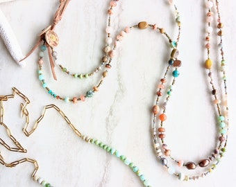 The Bridesmaids Wore Seafoam Necklace | Peruvian Opal on Paperclip Chain