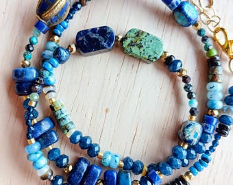 Loop-a-Blueza Triple Wrap Bracelet | Turquoise, Lapis, Sodalite, Pearl, Labradorite