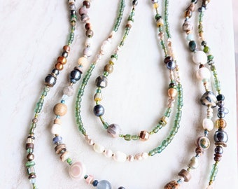 Green With Envy Necklaces | Fresh Water Pearls, Opal, Turquoise, Lake Superior Pebbles