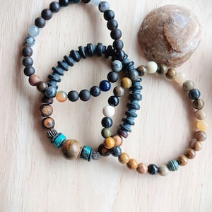 Tainted Love Men&#39;s Stack Bracelets | African Turquoise, Jasper, Moonstone, Agate, Labradorite