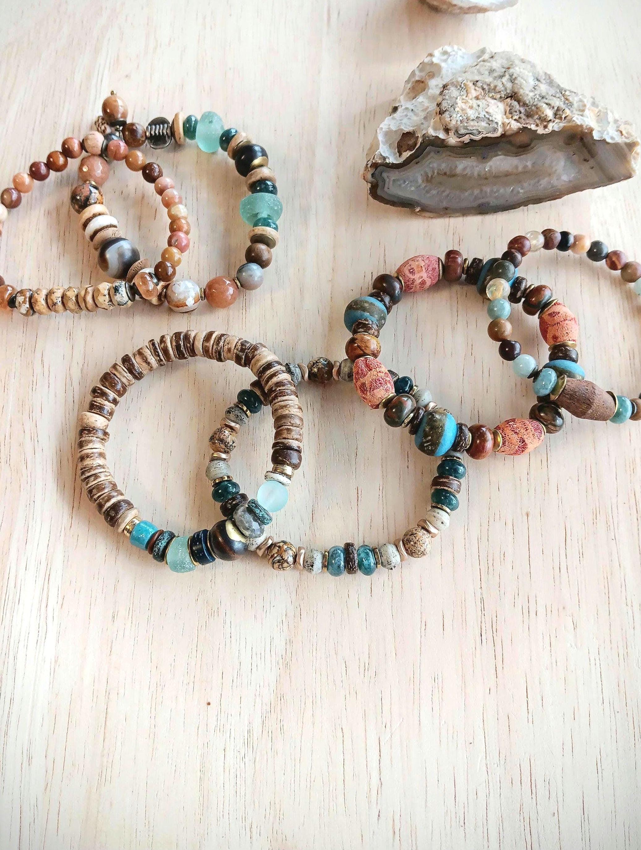 flair-for-the-dramatic-stack-bracelets-jasper-agate-sponge-coral