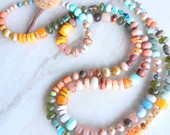 You Light Up My Life Necklace | Boulder Opal, Peruvian Opal, Amazonite, Aquamarine, Pearls