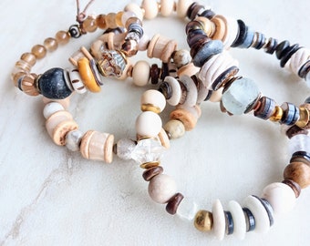 Where Do We Go From Here Stack Bracelets | Bone, Mixed Gemstones, Artisan Clay, Recycled Glass