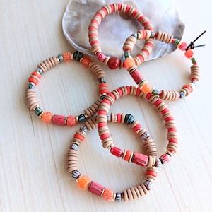 Criminal Ambitions Stack Bracelets | Recycled Glass, Fused Glass, Chevron, Bone