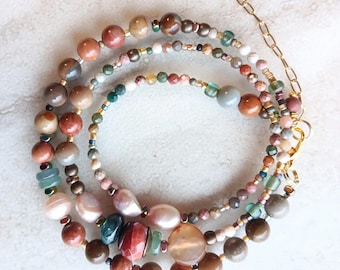 You&#39;re Magnificent Triple Wrap Bracelet | Turquoise, Labradorite, Pearls, Quartz, Sunstone