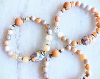 Find The Sunny Side Bracelet | Hand Made Artisan Bead, Ocean Jasper, Aventurine, Citrine