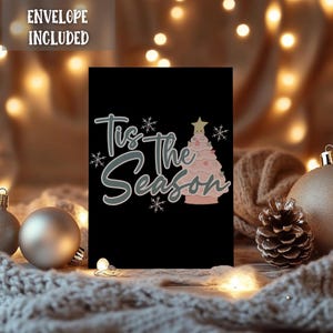 Tarjetas de felicitación navideñas, tarjetas de notas para las fiestas, juego de tarjetas de felicitación navideña, papelería festiva de invierno, paquete de tarjetas Tis the Season 1 o 10