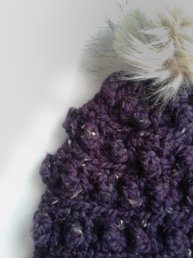 crochet beanie winterwear Remi crochet hat adult winter hat toque bobble hat adult hat purple hat