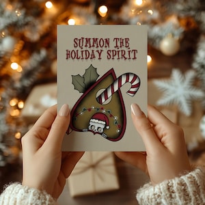 Gothic Christmas Greeting Card, Greeting Card, Summon the holiday spirit, creepmas, goth christmas, gothic holiday card, cute goth christmas