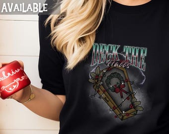 Gothic Christmas T-shirt, Spooky Coffin Wreath, Comfort Colors Tee