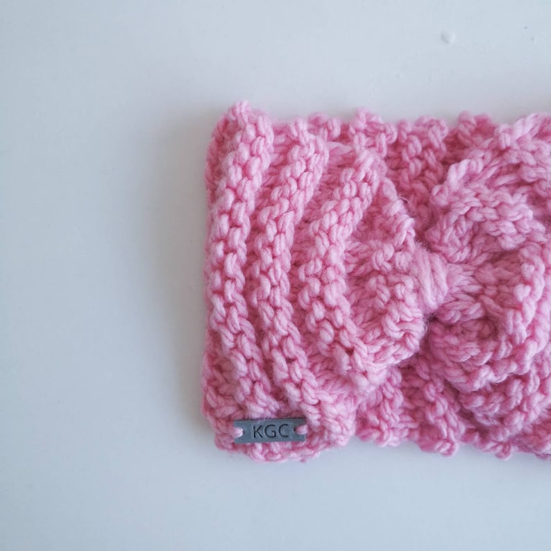 pretty in pink womens earwarmer. Pink knitted adult earwarmer adult headband