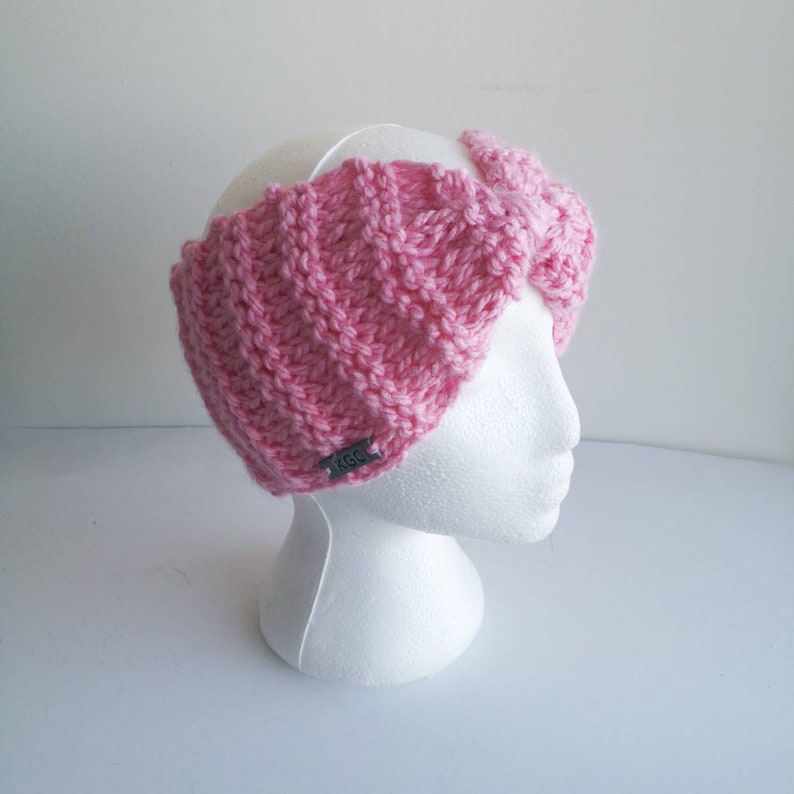 pretty in pink womens earwarmer. Pink knitted adult earwarmer adult headband
