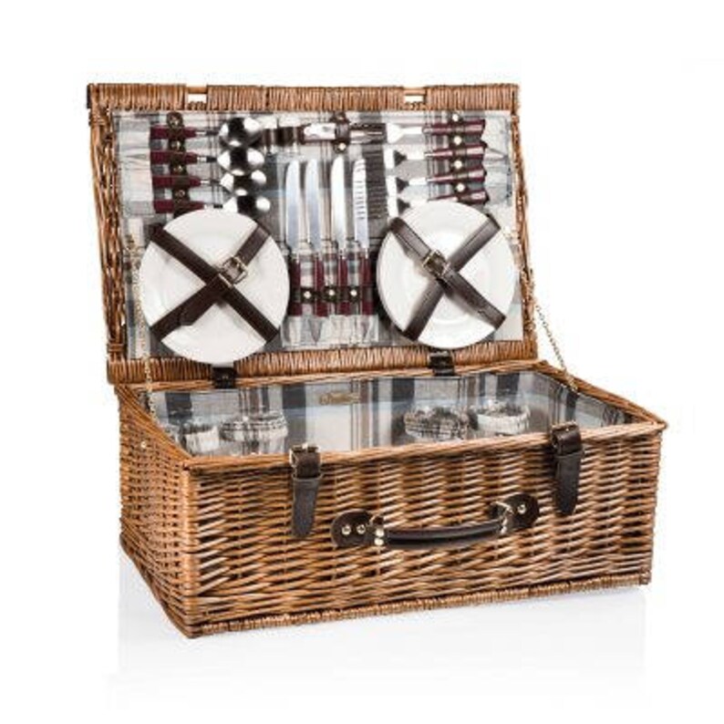 English Style Picnic Basket with deluxe service for 4 Etsy