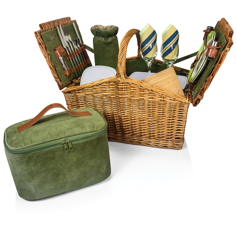 Personalized Picnic Basket for Two / Willow Basket Set / Woven Etsy