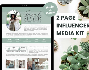 Teal Feminine Influencer Media Kit | Media Kit for Content Creators | Media Kit for Instagram Creators | Cute Media Kit For Bloggers