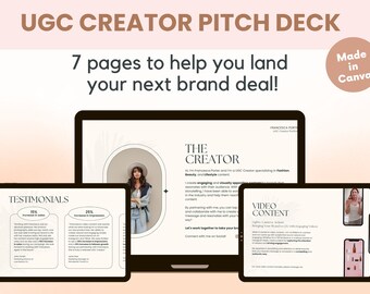 UGC Pitch Deck | UGC Creator Template } UGC Creator Presentation template | Templates for ugc creators | Canva template for ugc creators