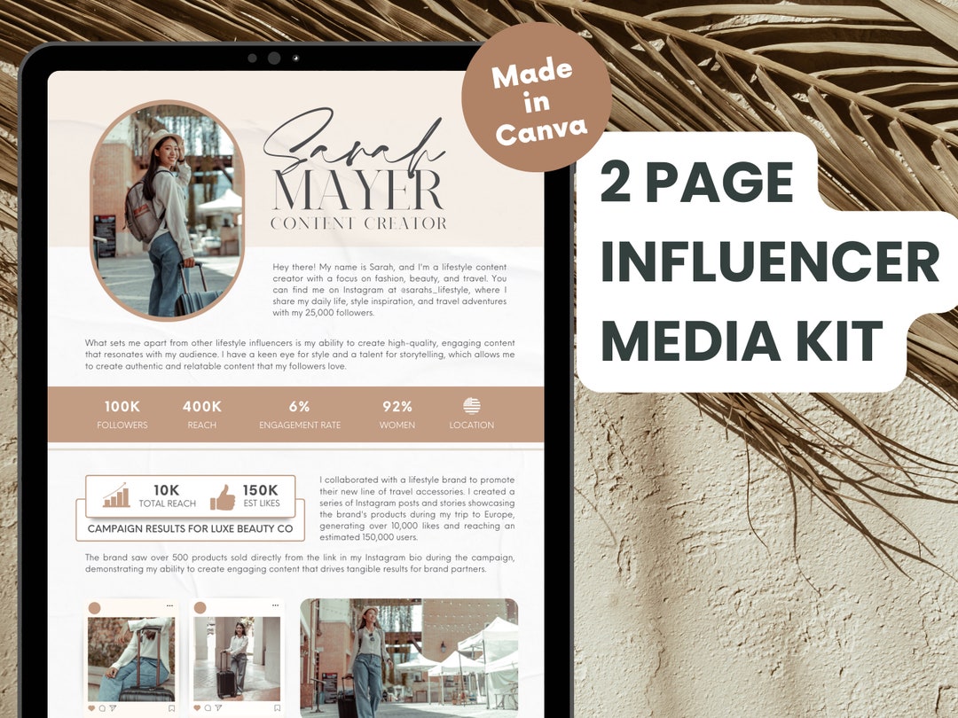 Feminine Influencer Media Kit Media Kit for Content Creators Media Kit