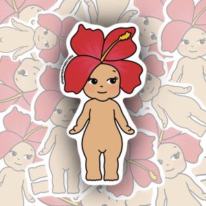 Hibiscus Sonny Angel Sticker | Flower Sticker | Hawaii Sticker | Cute Vinyl Sticker | Waterproof Sticker | Laptop Water Bottle Journal