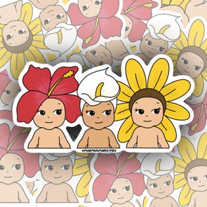 Various Flower Friends Sonny Angels Sticker | Calla Lily | Hibiscus | Cute Vinyl Sticker | Waterproof Sticker | Laptop Water Bottle Journal