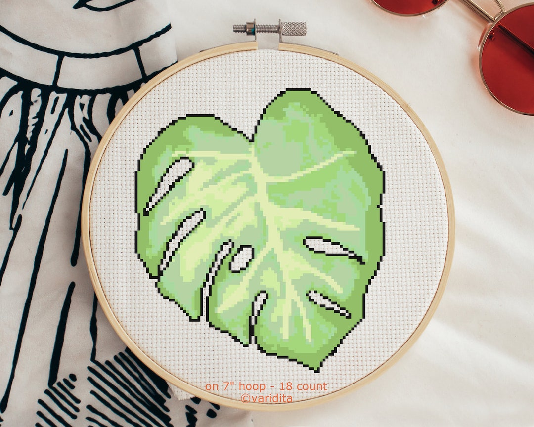 Cross Stitch Pattern Digital Download Cute Monstera Leaf PDF File ...