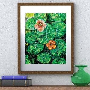 Nasturtium Flower Art Printable: Botanical Wall Decor (Digital Download)