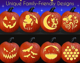 Pumpkin Carving Stencils, Family-Friendly Patterns (Downloadable PDF)