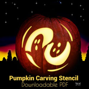 Ghosts Pumpkin Carving Pattern for Halloween, Spooky Jack O Lantern Downloadable Stencil, Easy Halloween Pumpkin Stencil, Carving Ideas