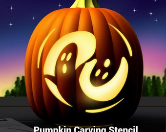 ゴーストカボチャ彫刻ステンシル：不気味なハロウィンジャック