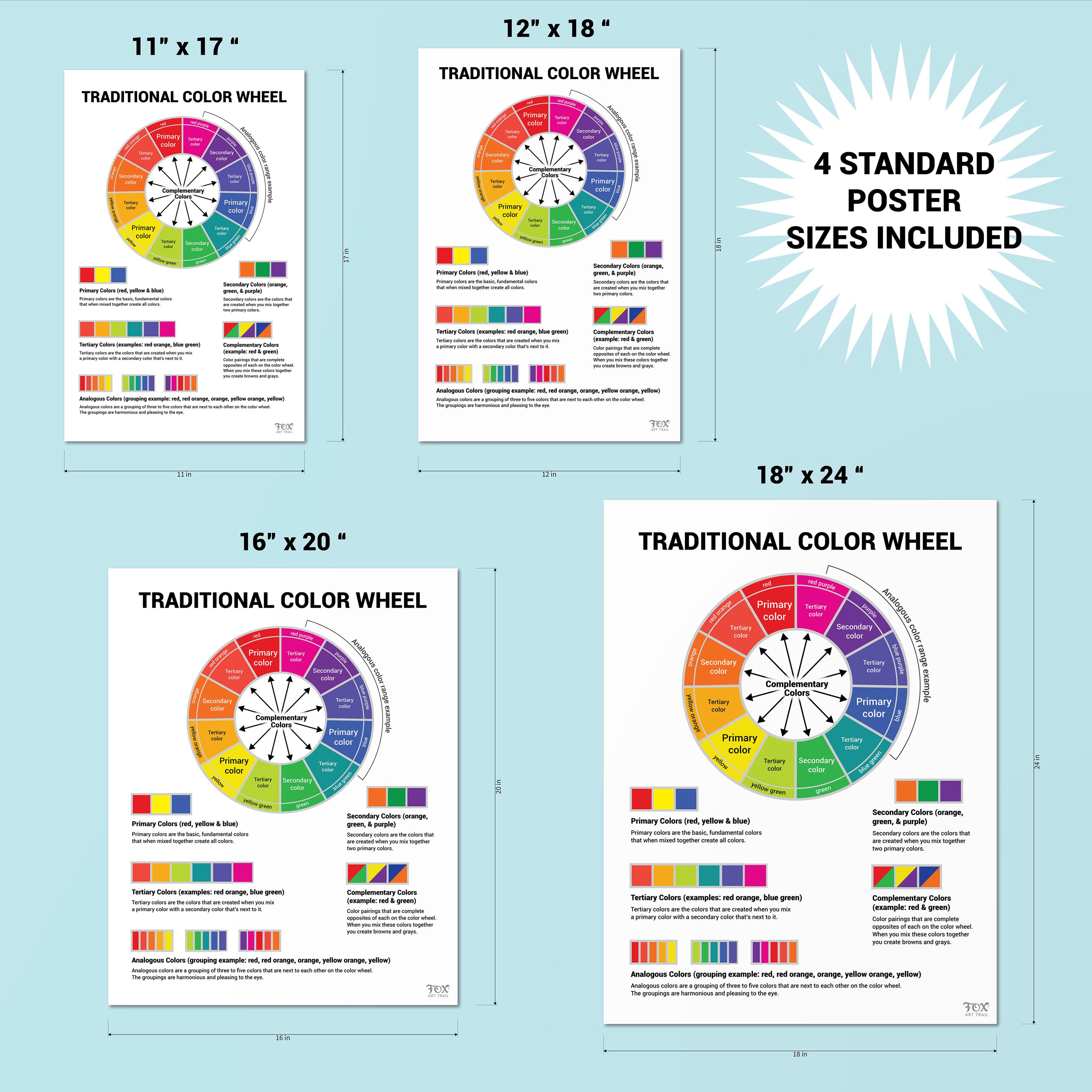 Color Wheel Poster (downloadable Jpgs 300 DPI CMYK): 4 Standard Sizes ...