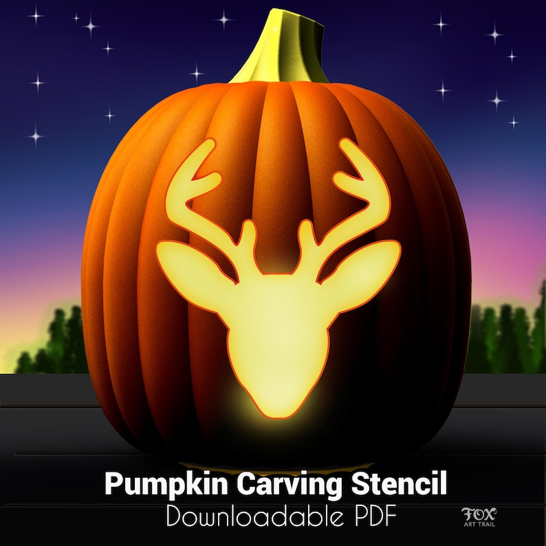 Deer Pumpkin Carving Stencil