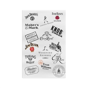Whiskey Brand Bar Towel | Bourbon Lover Gift | Distillery Logos Decor | Man Cave Barware