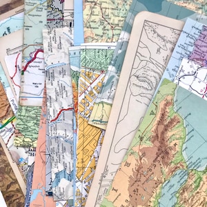 Maps and World Atlas Scrapbooking Kit | Reisen Ephemera | Vintage Landkarten |Inspiration Kit | Reise-Collage | Bastelpackung