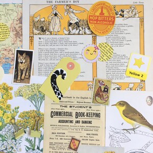 Yellow Ephemera | Vintage Paper Pack | Scrapbook supply | Smashbook | Inspiration kit | Yellow CraftPack | Yellow collage | Junk Journal image 6